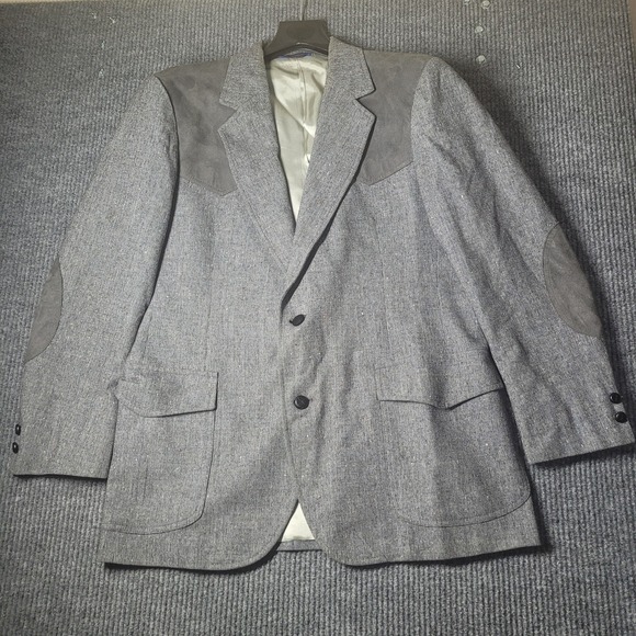 Vtg Pendleton Wool Tweed 42R‎ Suede Patch Elbow Western Blazer